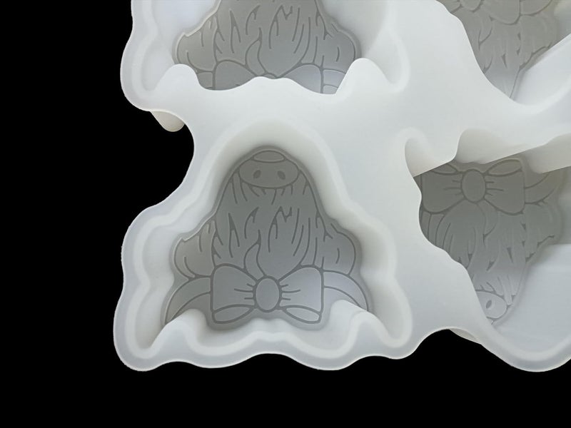 Fuehbur 【300+ Design Optional】 4 Cavity Highland Cow Shape Freshie Mold, Silicone Epoxy Resin Molds for Car Freshies, Aroma Beads, Soap Candle Pendant Mold-Oven Safe - Image 3